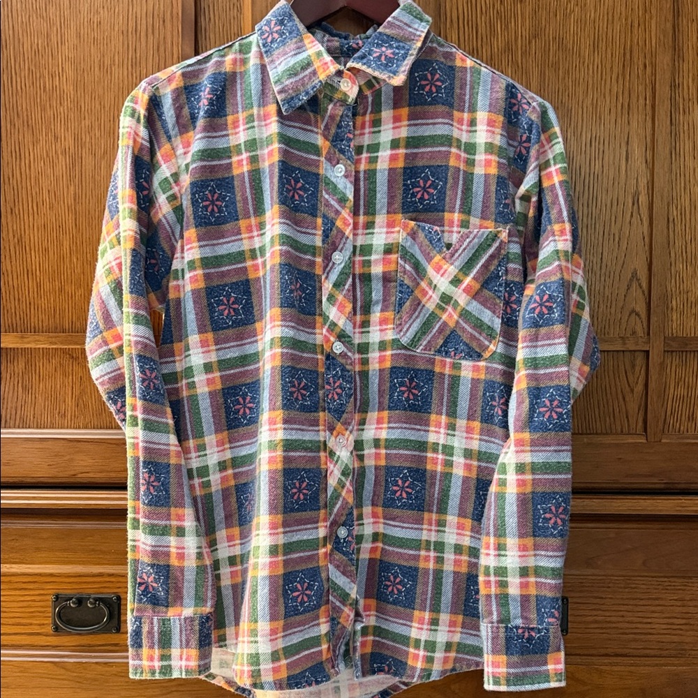VTG American Sweetheart Plaid Flannel Button Down Grandmacore Boho Cottagecore